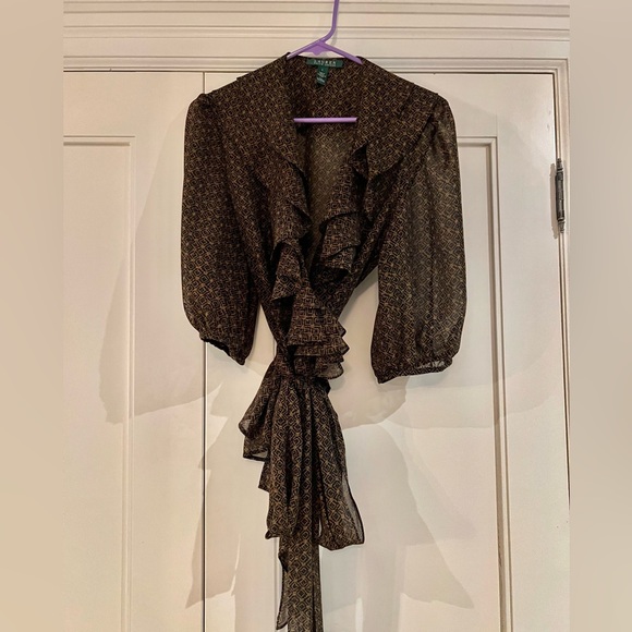 LAUREN Ralph Lauren Blouse With Tie, Size L - Picture 3 of 6